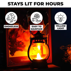 Homestic Pack of 4 LED Lantern Lamp|Battey Operated|Flameless Yellow Light|Safe & Easy to Maintain|Diwali Lights for Home Decoration,Along with Other FestivitiesB0-003A|Black