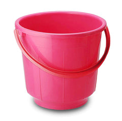 Kuber Industries 4 Pieces Unbreakable Strong Plastic Bathroom Bucket 13 LTR (Pink) -CTKTC42967