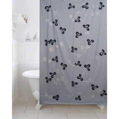 Kuber Industries Floral Design 7 Feet Shower Curtain with 8 Hooks (Grey)-CTKTC030384