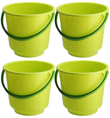 Kuber Industries 4 Pieces Unbreakable Strong Plastic Bathroom Bucket 13 LTR (Green) -CTKTC37880