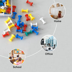 Kuber Industries Solid color Push Pins Tacks|Heavy-Duty Notice Board Pins 200" (Multi) (Pack of 5)