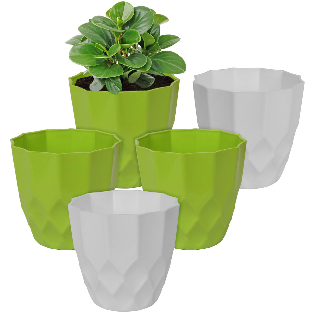 Heart Home Flower Pot | Flower Planter Pots for Indoor | Flower Pots for Outdoor | Pot for Garden & Balcony Flowering | Flower Plants Pot | Barfi Flower Pot | 6 Inch | Pack of 5 | Multi