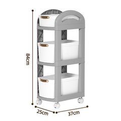 Kuber Industries Pack of 3 Multipurpose Trolley Storage Organiser | 3 Layer Shelf | Trolley with Wheels for Kitchen Accessories | Large Capacity, Easy installation, Space Saving | 812|Gray
