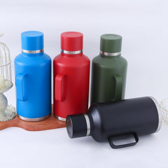 Kuber Industries Pack of 4 Vacuum Insulated Water Bottle | Stainless Steel Water Bottle with Handle | Hot & Cold Water Bottle | Leakproof, BPA Free, Rustproof | 2000 ML | Red