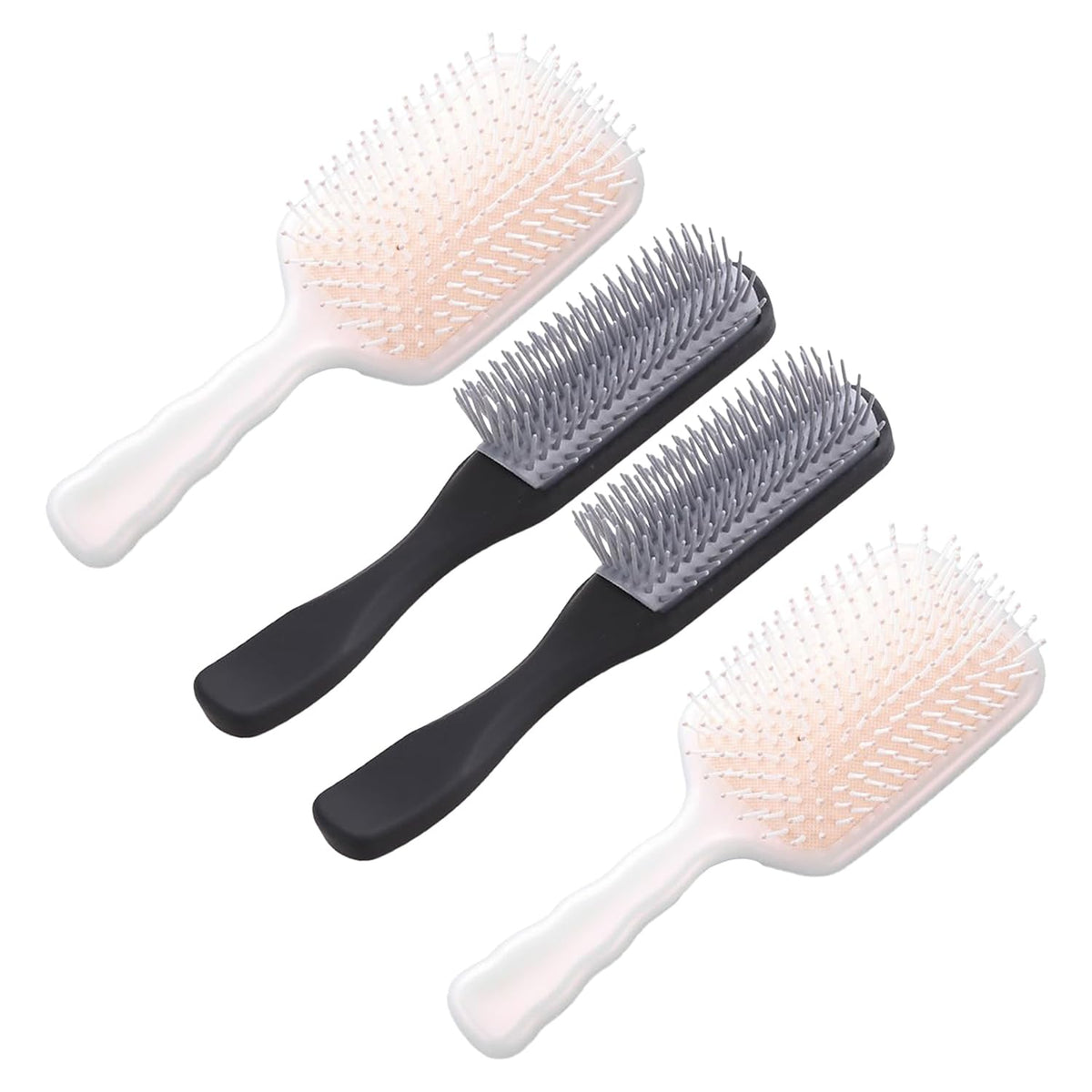 Kuber Industries Hair Brush | Flexible Bristles Brush | Hair Brush with Paddle | Straightens & Detangles Hair Brush | Suitable For All Hair Types | Hair Brush Styling Hair | Set of 4 | Beige & Black