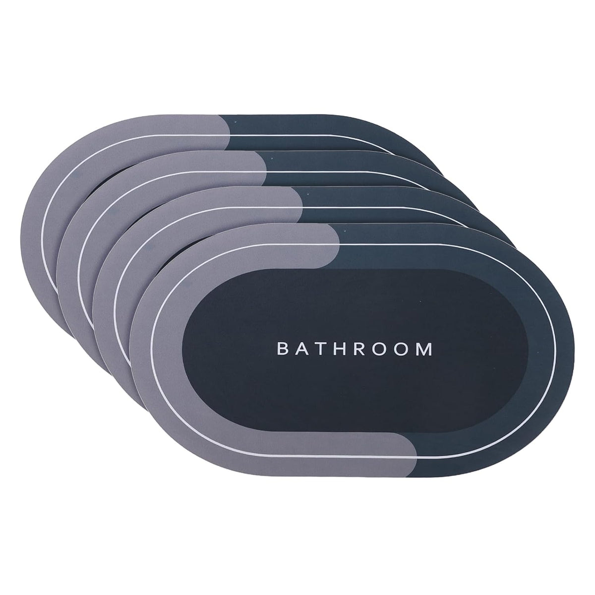Kuber Industries Bath Mat | PVC Bathroom Mat | Shower Bath Mat | Floor Tub Mat | Diatom Mud Oval Mat | Anti-Skid Shower Bathroom Mat | CF-220802 |Pack of 4| Brown