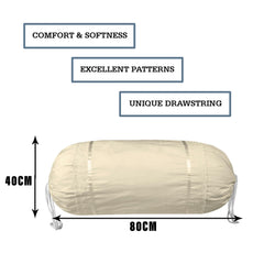 Kuber Industries Bolster Covers | Cotton Bolster Cover Set | Diwan Bolster Cover Set | Bolster Pillow Cover | Plain Lace Print Masand Cover | 16x32 Inch | Pack of 4 | Cream