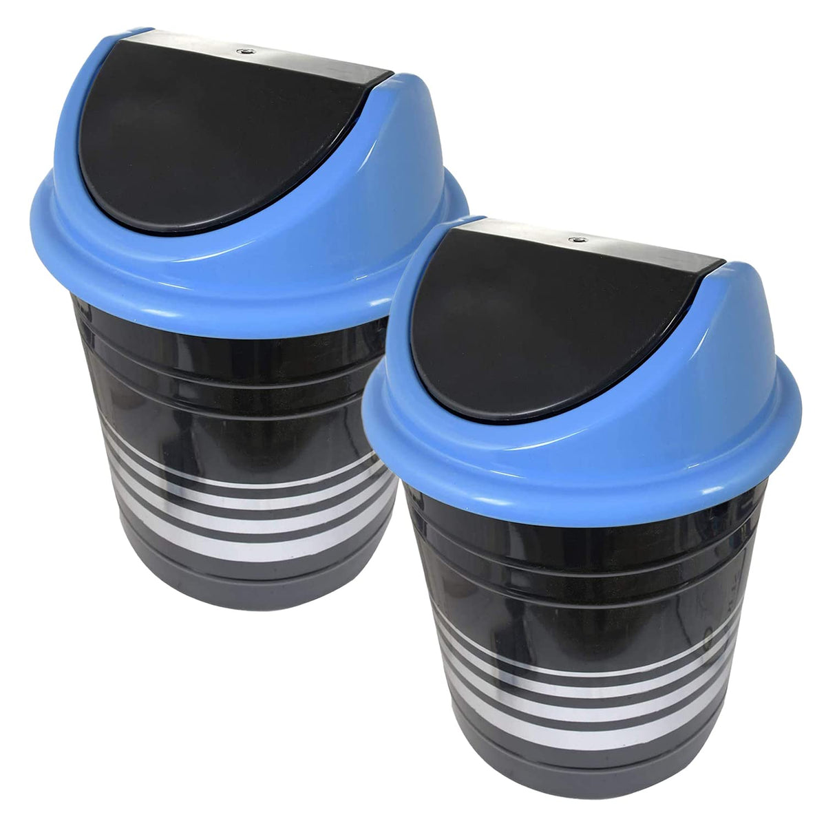 Heart Home Plastic Dustbin/Wastebin With Swing Lid, 10 Liter- Pack of 2 (Black)-47HH0871