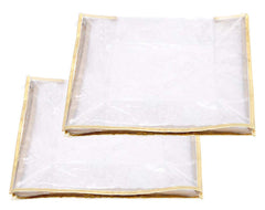 Kuber Industries 2 Pieces Transparent Fabric Saree Cover/Clothes Organiser for Wardrobe Set, Extra Large (Golden)-KUBMART2812_Standard
