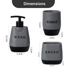 Kuber Industries Premium 3 Pcs Polyresin Bathroom Set | Soap Dispenser (250ml) | Toothbrush Holder | Water Tumbler | Moisture Resistant | Non Fragile | Scratch Proof for Bathroom Kitchen | Black
