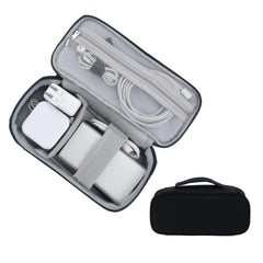 Heart Home Travel Organizer For Electronic Accessories|Multipurpose Pouch|Adapter, Cable, Gadget Organizer|Two Comparment With Zipper (Black)