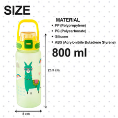 Kuber Industries Pack of 6 Kids Water Bottle With Straw |Sipper Water Bottle For Kids Boys Girls| Water Bottle with Locking Flip Lid | 800 ml | Green | SYZ-7791A
