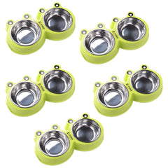 Kuber Industries Dog Food Bowl|Stainless Steel,PVC Material Dog Bowls|Non Slip,Durable,Sturdy,Non Toxic|Perfect Dog Accessories for Indoor & Outdoor Use|A1009G|Pack Of 5|Green