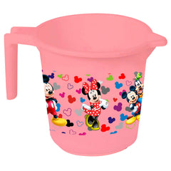 Kuber Industries Disney Team Mickey Print 2 Pieces Unbreakable Virgin Plastic Bathroom Bucket with Mug Set- Pink, (1 Pc 16 LTR Bucket & 1 Pc 500 ML Mug) -HS_35_KUBMARTS17481