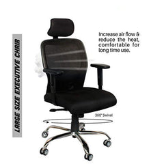 Kuber Industries Ergonomic Office Chairs for Work From Home | Comes with Adjustable Armrest & Headrest | Study Chair for Students with Wheels | Black