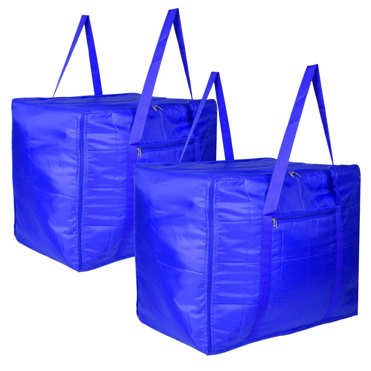 Heart Home Storage Attachi Bag | Parachute Travel Storage Bag | Underbed Storage Bag | Storage Organizer for Clothes | Zipper Closure Blanket Bag with Handle | Large | Pack of 2 | Blue