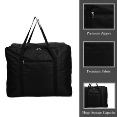 Heart Home Storage Attachi Bag | Parachute Travel Storage Bag | Underbed Storage Bag | Storage Organizer for Clothes | Zipper Closure Blanket Bag with Handle | Small | Pack of 2 | Black