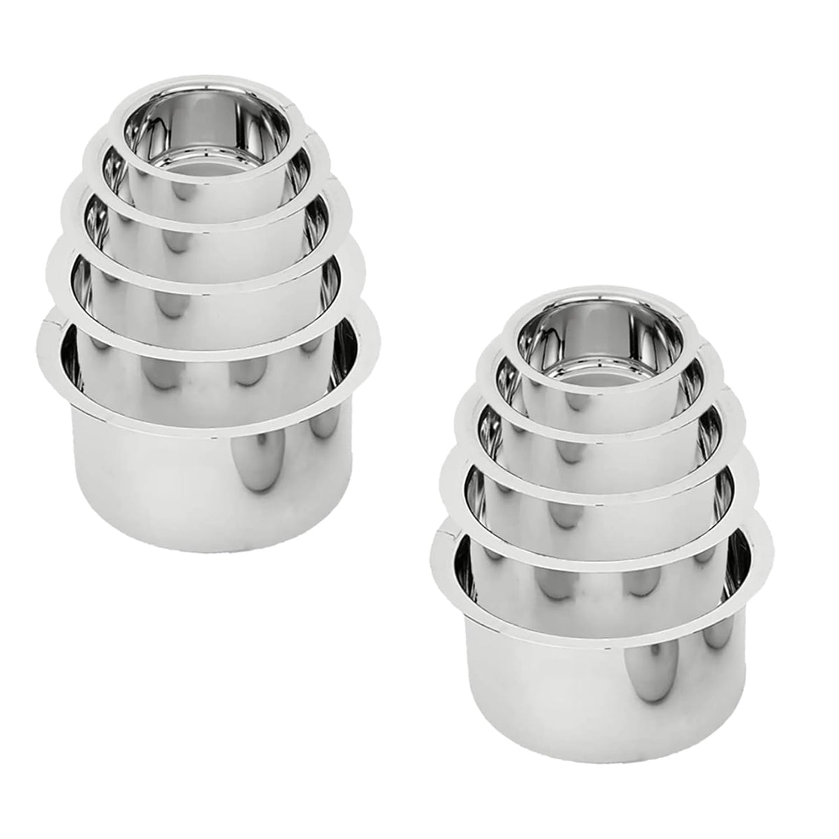 Kuber Industries Set of 5 Stainless Steel Tope Set (800ml, 1L, 1.4L, 1.9L and 2.4L) I Gas Stove and Induction Compatible I Triply Tope I Heavy Duty Gauge (Pack of 2)