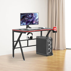 Heart Home Manual Height Adjustable Table for Work & Study with Earphone Hook & Cup Holder | Portable Standing Gaming Desk & Laptop Tables for Work from Home & Office | KK1200BLKSH-Black