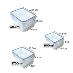 Kuber Industries 18 Pcs Food Containers | Storage Box for Fridge | Vegetable Fruit Boxes | Refrigerator Storage Box | Containers With Airtight Lid | Strainer Basket | HXP00284 | Transparent|Pack of 6