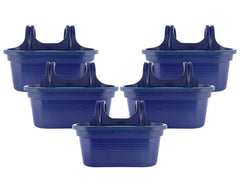 Kuber Industries Hanging Flower Pot|Double Hook Plant Container|Durable Plastic Glossy Finish Pots for Home|Balcony|Garden|12 Inch|Pack of 5 (Blue)