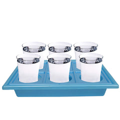 Kuber Industries Plastic Glass Holder Rectangular Tray, 2-Pieces, Blue, Standard (Ctktc01919)