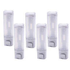 Kuber Industries Manual Shampoo & Soap Dispenser | Wall Mounted | Soap Dispenser for Kitchen & Bathroom | Refillable, Lightweight & Durable | Easy to Clean | White (Pack of 6)