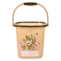 Kuber Industries Bathroom Set | Plastic Bathroom Combo Set | Bucket-Stool-Mug-Dustbin-Soap Holder Set for Bathroom | Modern Bath Set | Printed Bathroom Set | Set of 5 | Cream