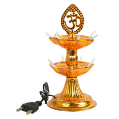 Heart Home Diwali Lights | Diwali String Light For Décor | Lights for Christmas | Lights for Navratri | Pooja Light For Diwali | Lights for Indoor | LED 2 Layer Diya Stand | Golden