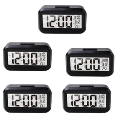 Kuber Industries ABS Battery Oprated Loud Digital Alarm Clock|Desk, Table Clock|Alarm Clock for Heavy Sleepers-Pack of 5 (Black)