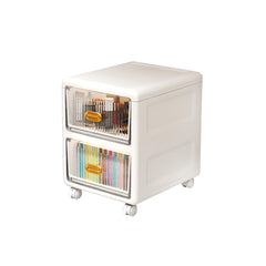 Kuber Industries (Set of 4) 2-Layer Small Plastic Cabinet For Storage with 360 degree Wheels -Bed Side Storage Organiser & Chest Of Drawers For Bedroom
