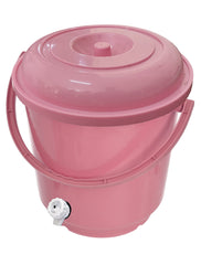 Kuber Industries Multipurposes Plastic Bucket with Lid & Tap System for Home Cleaning & Save Water, 18Ltr. Pack of 2 (Pink)