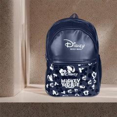Kuber Industries Disney Mickey School Bag for Kids|Stylish Backpacks for Kids|Leather Waterproof Shoulder Straps Bag for College|Travel (Blue)