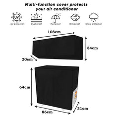 Heart Home Split AC Cover | PVC Plain AC Cover | Outdoor Condenser AC Cover | AC Cover for Indoor & Outdoor | AC Cover for Dust Protection | 1.5 Ton Ac Cover | Black