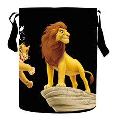 Homestic Non-Woven Disney Round Laundry Basket For clothes|Disney Lion King Print|Foldable Toy Storage Organizer|Reinforced Handle With Sturdy Base|Capicity 45 Ltr (Black)