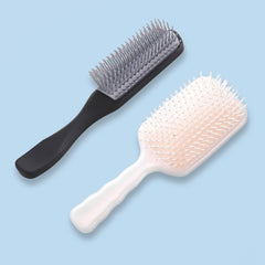 Heart Home Hair Brush | Flexible Bristles Brush | Hair Brush with Paddle | Straightens & Detangles Hair Brush | Suitable For All Hair Types | Hair Brush Styling Hair | Set of 2 | Beige & Black