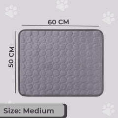 Kuber Industries Rectangular Dog & Cat Bed|Premium Cool Ice Silk Polyester With Bottom Mesh|Multi-Utility Self-Cooling Pad For Dog & Cat|Light-weight & Durable Dog Bed|ZQCJ001DG-M|Dark Grey(Pack Of 2)