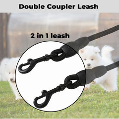 Kuber Industries 2 in 1 double Hook leash and 2 Dog Chest Harness with Nylon Leash I Strong Dog Rope Leash with Comfortable Padded Handle | No Pull, Soft Padded and Breathable Dog Vest I Adjustable, Reflective I Easy Control Dog Chest Belt (Black, XL)