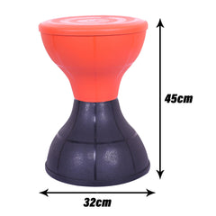 Heart Home Seating Stool | Plastic Damroo Stool | Both Sided Stool for Guestroom | Damroo Style Stool | Stool for Graden | Stool for Balcony | Pack of 2 | Black & Orange