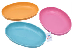 Heart Home 3 Pieces Plastic Small Oval Design Bowl for Serving Snacks, Salad, Food (Multi)-HEART11103