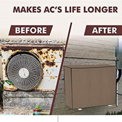 Kuber Industries Flower Design PVC Air Conditioning Dust Cover Indoor and Outdoor Waterproof Folding Spilt Ac Cover Set 1.5 Ton AC (Brown) - CTKTC040729