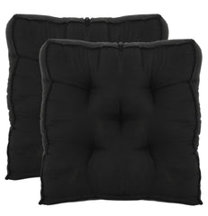 Heart Home 2 Pieces Cotton Decorative Fabric Chairpad/Back Support/Seat Cushion and Handmade Quilting, 14" x 14" Inch (Black) HEART920