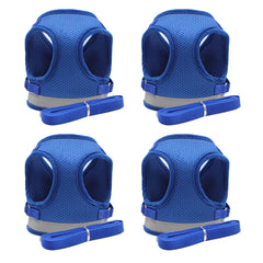 Kuber Industries Reflective Dog Harness with Adjustable Leash|Breathable Polyester Mesh Fabric |Medium Size|HT-844|Comfortable No-Pull Grip|Quick Release Buckles|Easy On-Off Harness|Blue (Pack of 4)