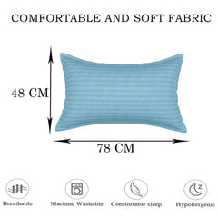 Heart Home Pillow Cover | Cotton Pillow Cover | Striped Pattern Pillow Cover | Soft Pillow Cover for Home | Pillow Cover for Bedroom | Set of 4 | Sky Blue