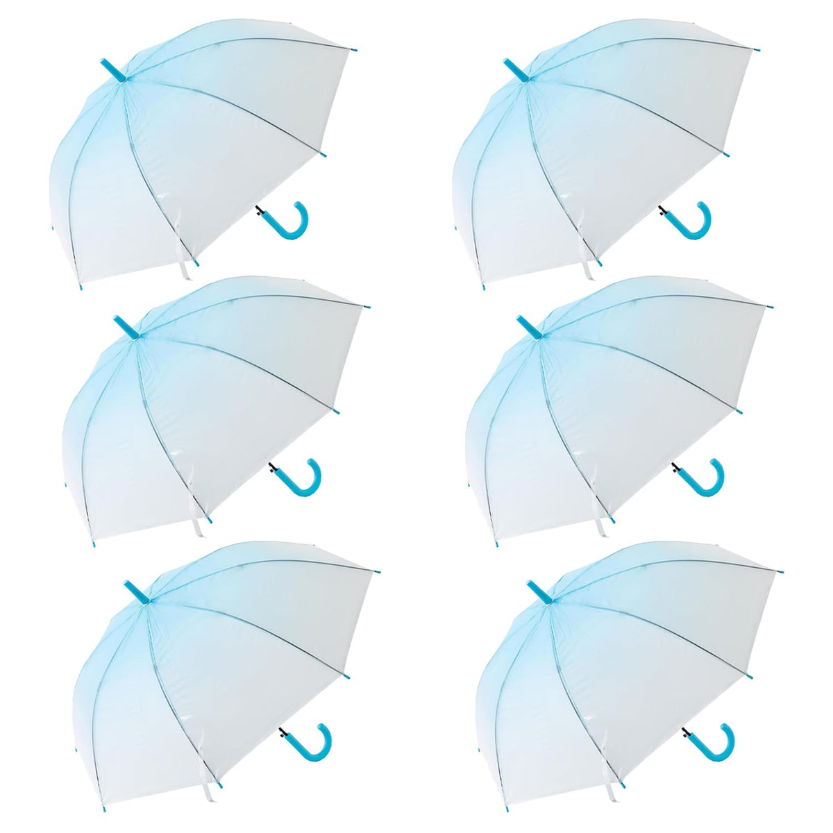 Kuber Industries Transparent Umbrella For Men & Women|Automatic Umbrella For Rain-Pack of 6 (Blue)