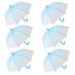 Kuber Industries Transparent Umbrella For Men & Women|Automatic Umbrella For Rain-Pack of 6 (Blue)