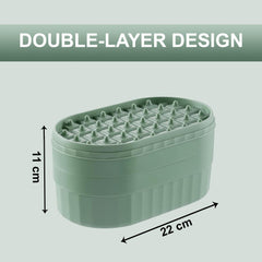 Kuber Industries 2 Layer Ice Cube Tray with Lid | Ice Cube Storage Box with Ice Scoop | 72 Ice Cube Molds for Freezing | One-Press Demolding | BPA Free | Green