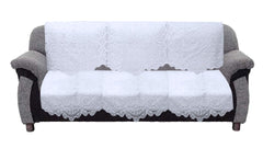 Kuber Industries Cotton Circle Design 5 Seater Sofa Cover with Center Table Cover (CTKTC028718, White, Standard) -7 Pieces