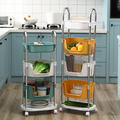 Kuber Industries (Pack of 1) Utility Rolling Cart | 4 Tier Kithen Storage Cart with Caster Wheels | Space Saving Home Storage Organizer | Trolley Rack with Wheels | YM564YW | Yellow White