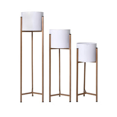 Urbane Home Planter | Plant Stand for Living Room | Plant Stand for Home | Planter Pot Stand for Outdoor | Gamla Stand for Home | Metal Floor Tall Indoor Plant Stand | Set of 3 | White